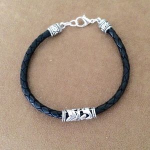 Black braided leather bracelet